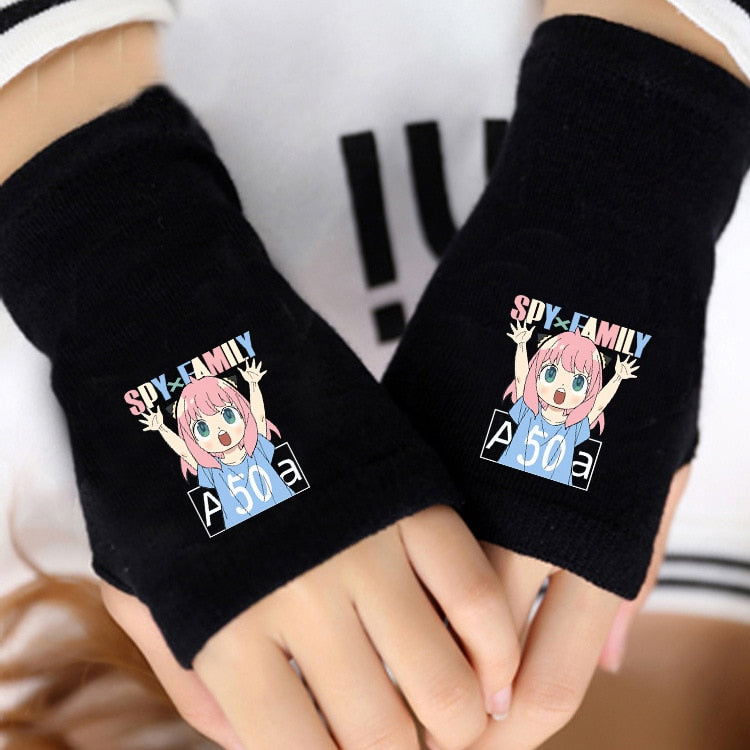 1 Pair Cartoon Anime Spy X Family Cosplay Cotton Wrist Gloves Loid Anya Yor Forger Half Finger Gloves Plush Toys Children Gifts