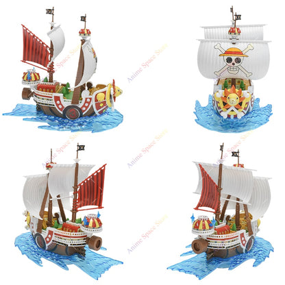 18cm Anime One Piece Figure Thousand Sunny Going Merry Boat Pirate Ship Fiugrine Toys Action Figures Shanks Assembly Model Toys