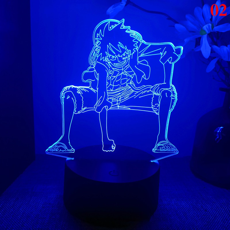 Anime One Pieces Lamp Figure Luffy Sanji Zoro Nami 3D Led Night Light Child Manga Gift Color Changing Action Figure Model Toy