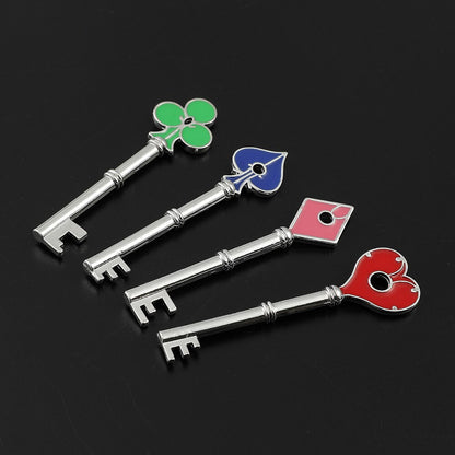 4Pcs Residents Evil RPD Keychains Playing Card Square Plum Heart Keyring Key For Men Jewelry Accessories Fans Collection Gift