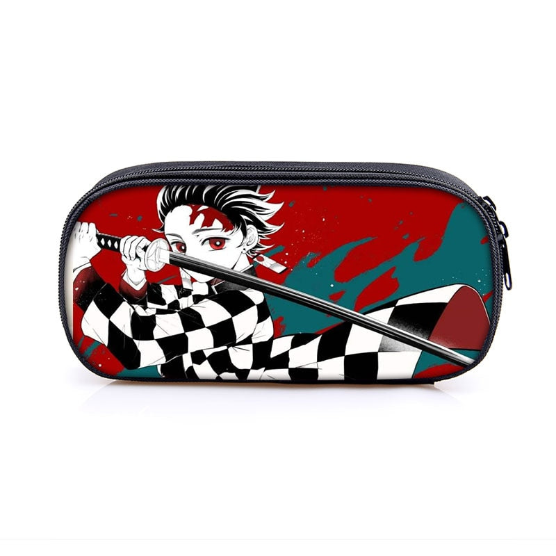 Anime Demon Slayer Kimetsu No Yaiba Canvas Purse Pencil Case Zipper Makeup Bag Pen Stationery Bag catoon Pencil Box