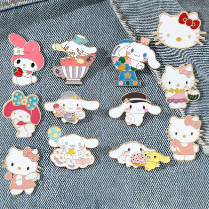 Fashion Kawaii Cinnamoroll My Melody Hello Kitty Sanrio Brooch Strawberry Creative Cute Metal Brooch Wholesale