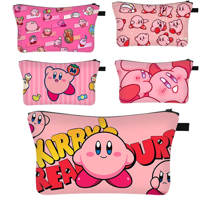 Kirby Bag Cartoon Kirby Makeup Bags Women Waterproof Female Storage Bag Portable for Student Kawaii Pencil Case Birthday Gift