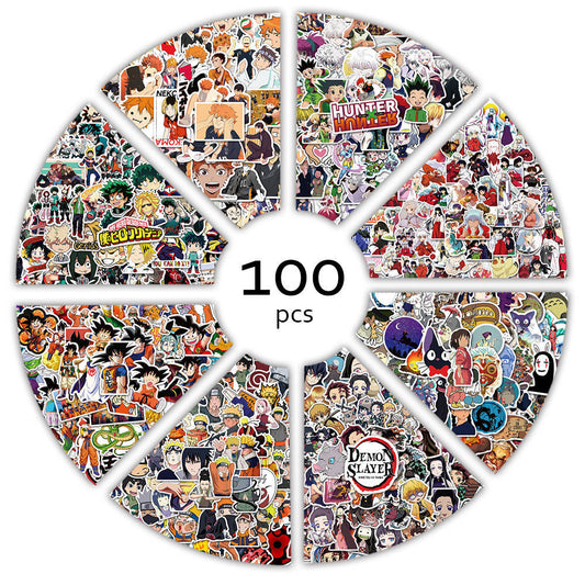 100pcs Varied Anime Stickers Attack on Titan / Spirited Away / Tokyo Avengers / Dragon Ball / Naruto Sticker Cute Sticker Pack