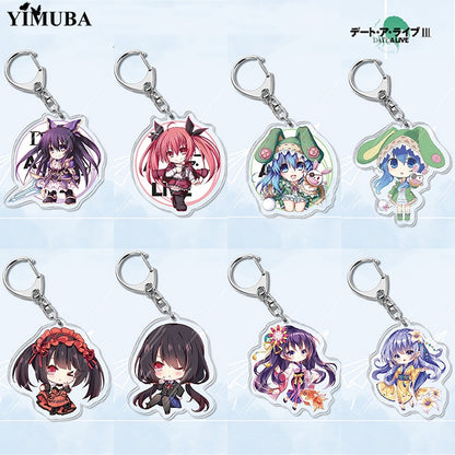 Japan Anime Date A Live Collection Cosplay Keychain Tokisaki Kurumi Yatogami Toka Himekawa Yoshino Acrylic Keyring Friends Gift