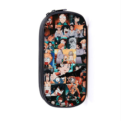 Anime Demon Slayer Kimetsu No Yaiba Canvas Purse Pencil Case Zipper Makeup Bag Pen Stationery Bag catoon Pencil Box