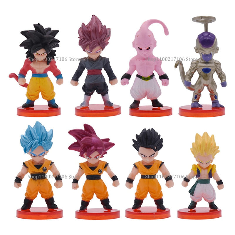 8/21pcs Dragon Ball Z Goku Vegeta Freeza Broly Action Anime Figure Draognball Super Saiyan Figura PVC Model Dolls Birthday Gifts