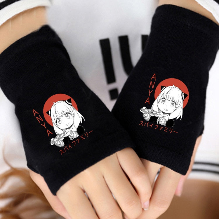 1 Pair Cartoon Anime Spy X Family Cosplay Cotton Wrist Gloves Loid Anya Yor Forger Half Finger Gloves Plush Toys Children Gifts