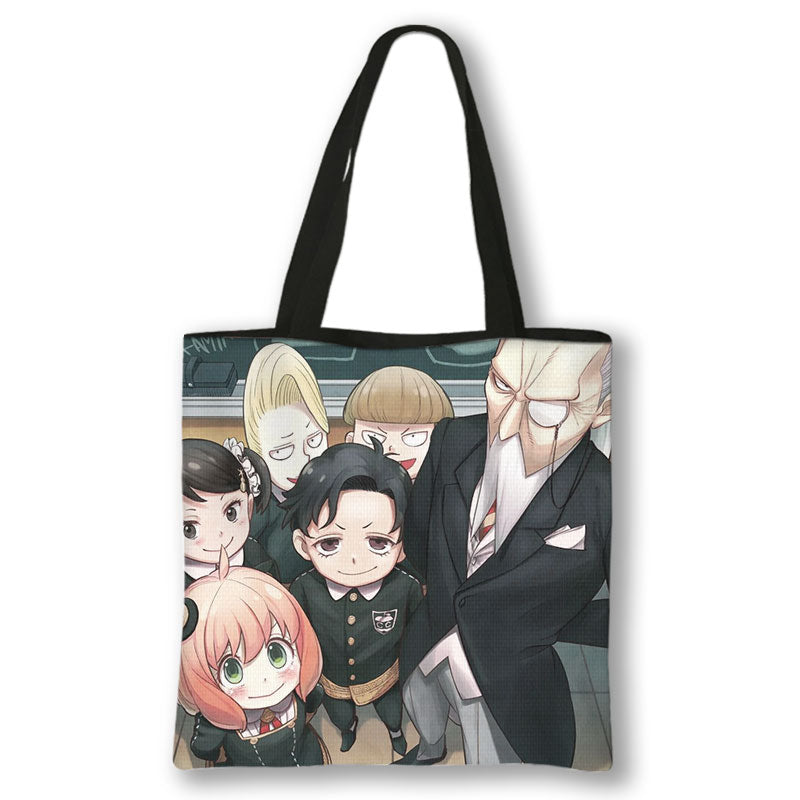 Japanese Anime Spy x Family Print Handbag Women Manga Characters Anya Shopping Bags Harajuku Totes Bag Canvas Shoulder Bags Gift