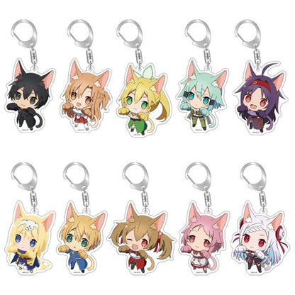 Anime Mixed Sword Art Online Sword Keychains Metal Tung People Asuna Kirito Key Ring Holder Men Buckle Chaveiro Figure Key Chain