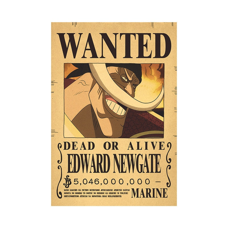 New Anime One Piece Bounty Wanted Posters 4 Emperors Kid Action Figures Vintage Living Room Wall Decoration Stickers Poster Toys