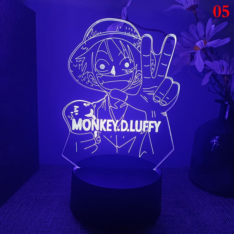 Anime One Pieces Lamp Figure Luffy Sanji Zoro Nami 3D Led Night Light Child Manga Gift Color Changing Action Figure Model Toy