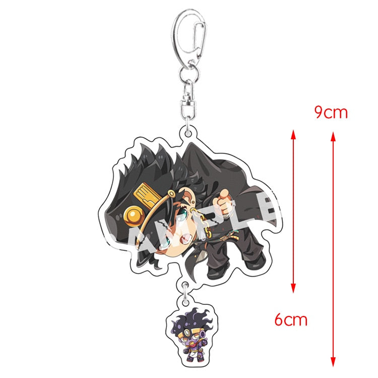 Anime Keychain JoJos Bizarre Adventure Man Key Chain for Women Accessories Cute Bag Pendant Key Ring Acrylic Cartoon Friends Gift