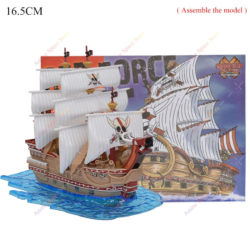 18cm Anime One Piece Figure Thousand Sunny Going Merry Boat Pirate Ship Fiugrine Toys Action Figures Shanks Assembly Model Toys