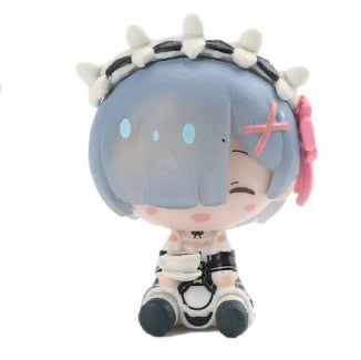 Anime Re: Zero In A Different World From Zero Figure Rem Ram Q Version Toys Kawaii Pvc Model Doll Ornaments Gifts for Kids