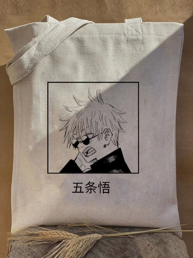 Harajuku Y2k anime Jujutsu Kaisen Women Bags Shopping Bag Canvas Shopper Bag Reusable Tote Bag Handbags Shoulder Bag Collapsible