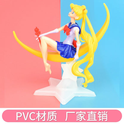 14CM Car Interior Accessories Anime Sailor Moon Beautiful Girl Action Figure Ornament Auto Decoration for Girls TOYS Gifts