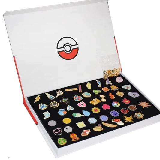 Pokemon Gym Badges Kanto Johto Hoenn Sinnoh Unova Kalos League Region Pins Brooches Orange Islands Box Collection Pocket Monster