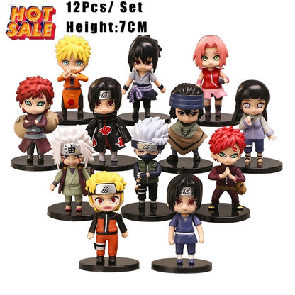 Figuras de Anime de Naruto Shippuden, Hinata, Sasuke, Itachi, Kakashi, Gaara, versión Q, juguetes de PVC, muñecas, regalo para niños, 12 piezas por juego