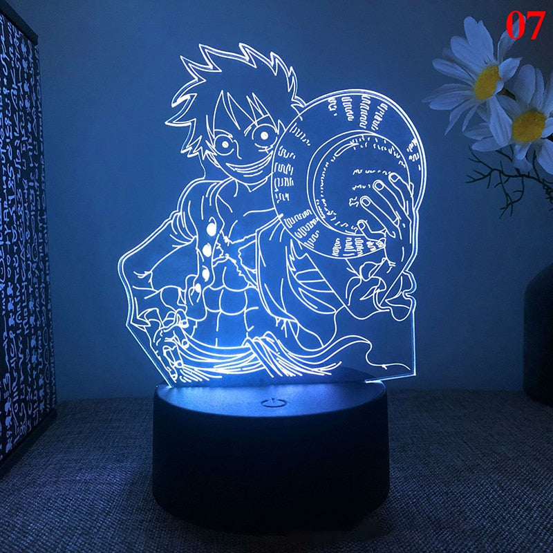 Anime One Pieces Lamp Figure Luffy Sanji Zoro Nami 3D Led Night Light Child Manga Gift Color Changing Action Figure Model Toy