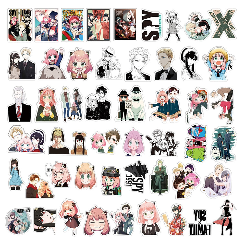 10/30/50/100pcs Cartoon Spy X Family Anime Stickers Skateboard Laptop Phone Luggage Car Bike Cool Waterproof Sticker Kids Toy