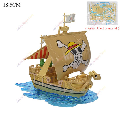 18cm Anime One Piece Figure Thousand Sunny Going Merry Boat Pirate Ship Fiugrine Toys Action Figures Shanks Assembly Model Toys