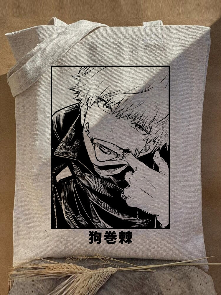 Harajuku Y2k anime Jujutsu Kaisen Women Bags Shopping Bag Canvas Shopper Bag Reusable Tote Bag Handbags Shoulder Bag Collapsible