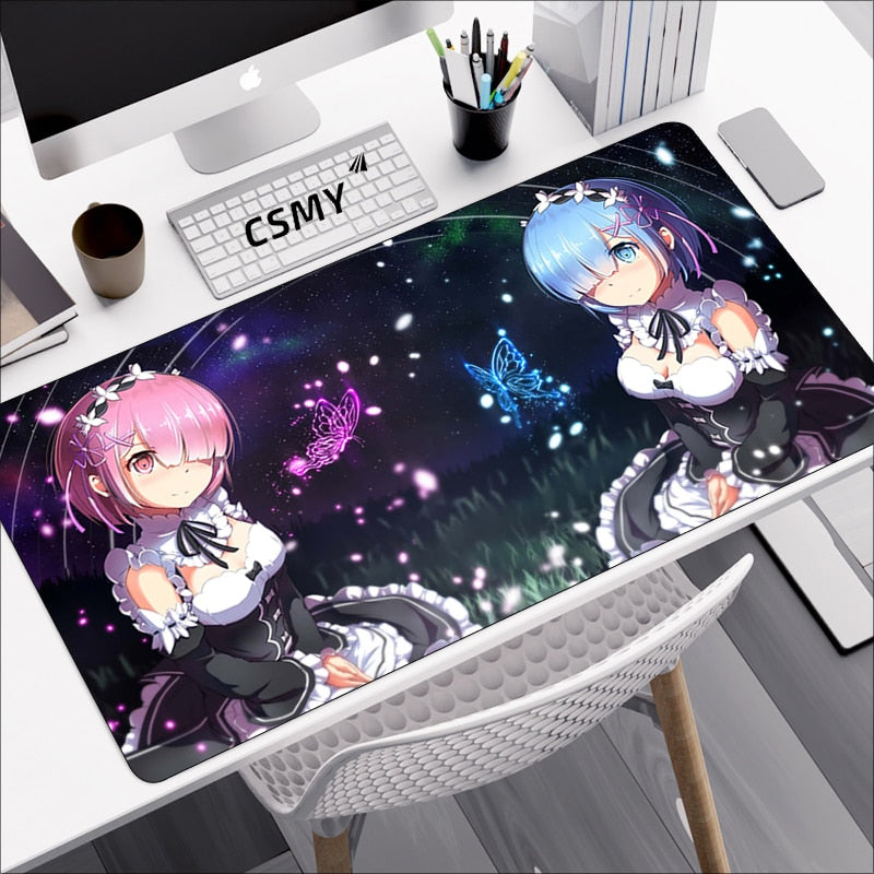 Anime Mouse Pad Gamer Re: Zero Rem Pc Gaming Accessories Rubber Mat Deskmat Mousepad Mats Keyboard Cabinet Mause Laptops Pads Xxl