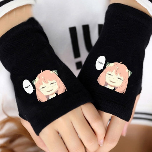 1 Pair Cartoon Anime Spy X Family Cosplay Cotton Wrist Gloves Loid Anya Yor Forger Half Finger Gloves Plush Toys Children Gifts