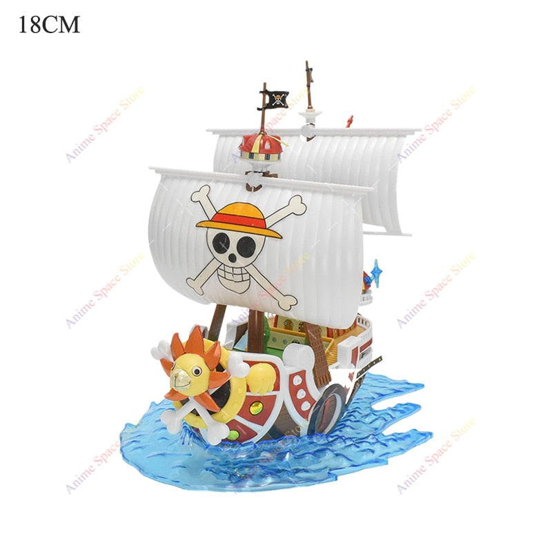 18cm Anime One Piece Figure Thousand Sunny Going Merry Boat Pirate Ship Fiugrine Toys Action Figures Shanks Assembly Model Toys