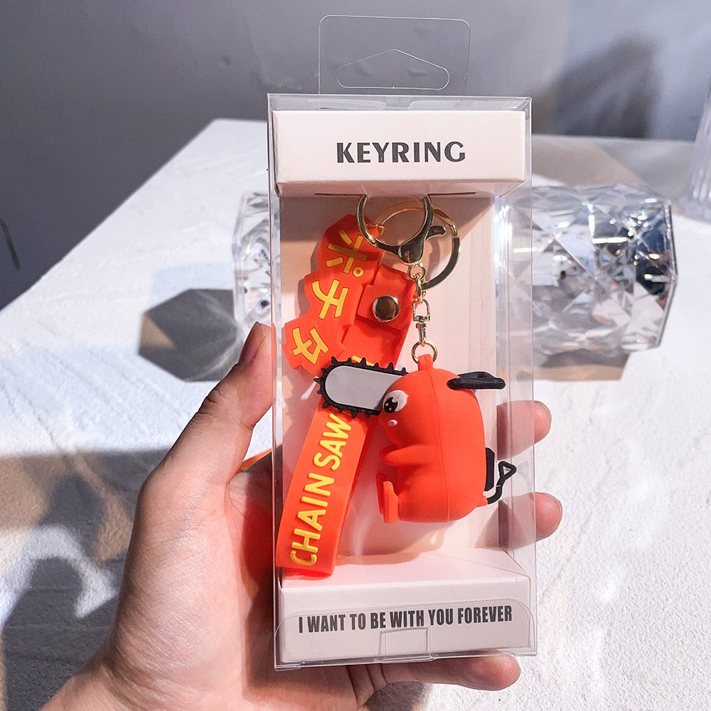 Anime Chainsaw Man Keychain Very Cool Soft Rubber Devil Denji Car Keyring Cute Pochita Toy Key Chain Bag Pendant Key Holder Gift