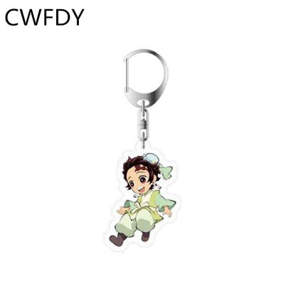 Anime Demon Slayer Kimetsu No Yaiba Keychain Kamado Tanjirou Kamado-Nezuko Tomioka Giyuu Acrylic Key Chain Cute Funny Cartoon