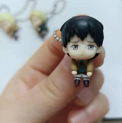 Action no Capsule Attack On Titan Mini Pendants Toys For Children Levi Armin Mikasa Eren The Giant Keyring Toys Collectible Gift