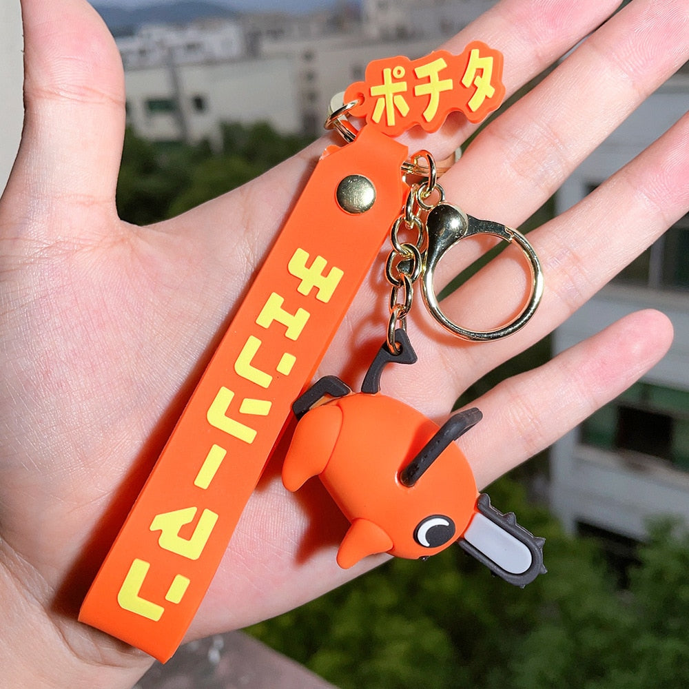 Anime Chainsaw Man Keychain Very Cool Soft Rubber Devil Denji Car Keyring Cute Pochita Toy Key Chain Bag Pendant Key Holder Gift