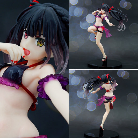 21CM DATE A LIVE  Anime FigureTokisaki Kurumi PVC Action Figure Sexy Swimsuit Bikini Girl Collection Toys Gift