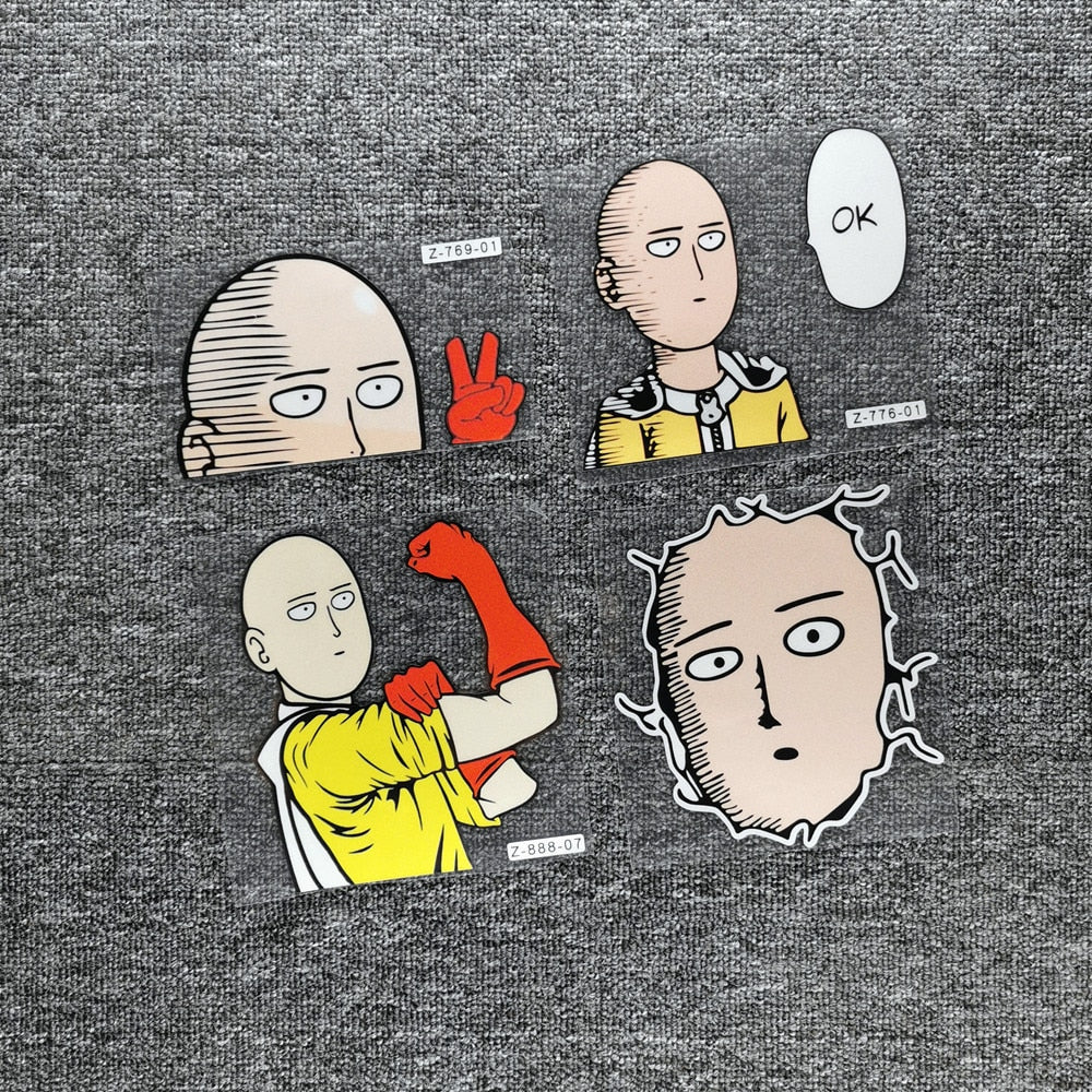 Car Stickers ONE PUNCH MAN Saitama Anime Funny Reflective Decoration For Windshield Window Trunk Bumper Motorcycle C40