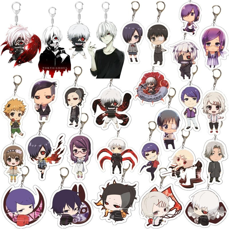 Anime Tokyo Ghoul Kaneki Ken Keychain Cosplay Acrylic Key Chain Pendant Keyring Prop