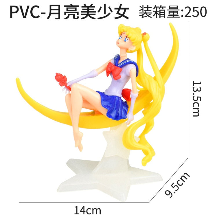 14CM Car Interior Accessories Anime Sailor Moon Beautiful Girl Action Figure Ornament Auto Decoration for Girls TOYS Gifts