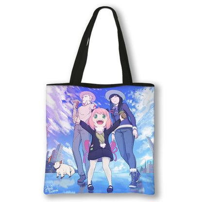 Japanese Anime Spy x Family Print Handbag Women Manga Characters Anya Shopping Bags Harajuku Totes Bag Canvas Shoulder Bags Gift