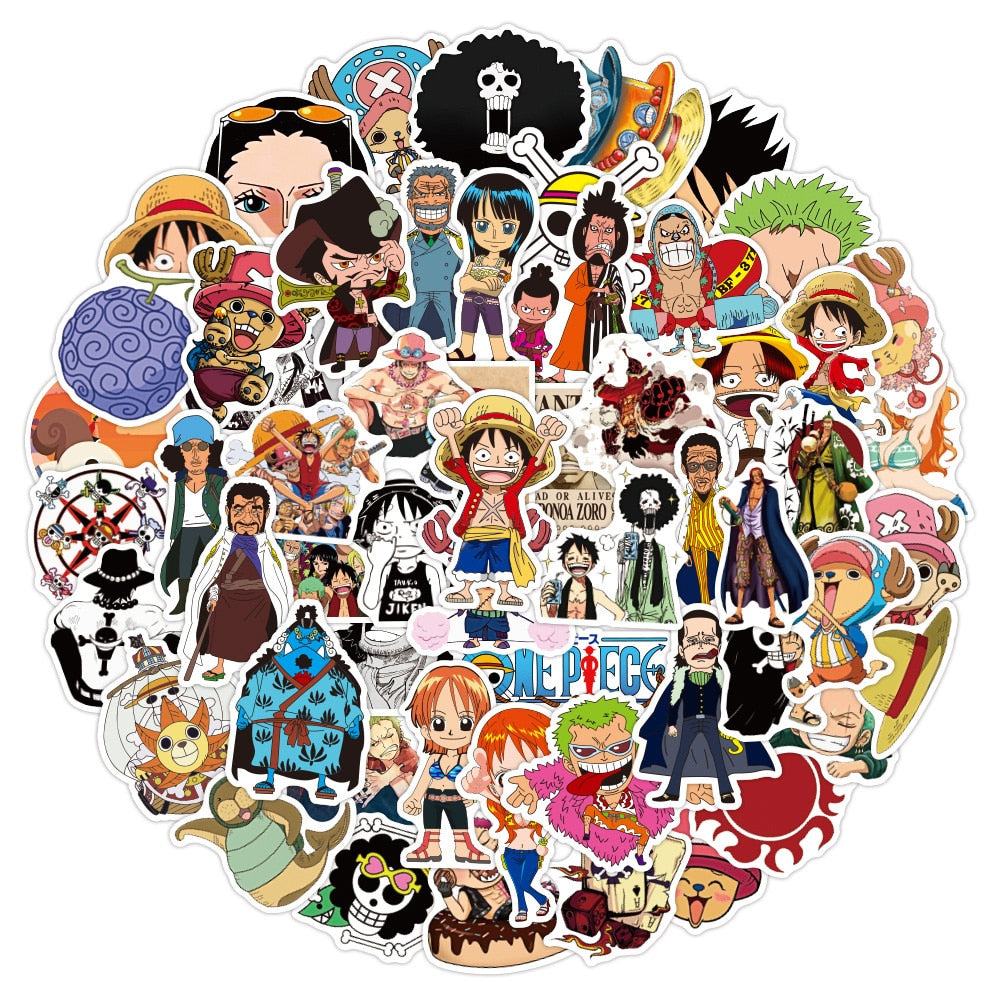 10/30/50/100pcs Vintage ONE PIECE Stickers Anime for Kids Toy DIY Motorcycle Helmet Phone Skateboard Cartoon Decal Sticker Packs