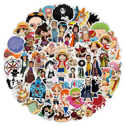 10/30/50/100pcs Vintage ONE PIECE Stickers Anime for Kids Toy DIY Motorcycle Helmet Phone Skateboard Cartoon Decal Sticker Packs