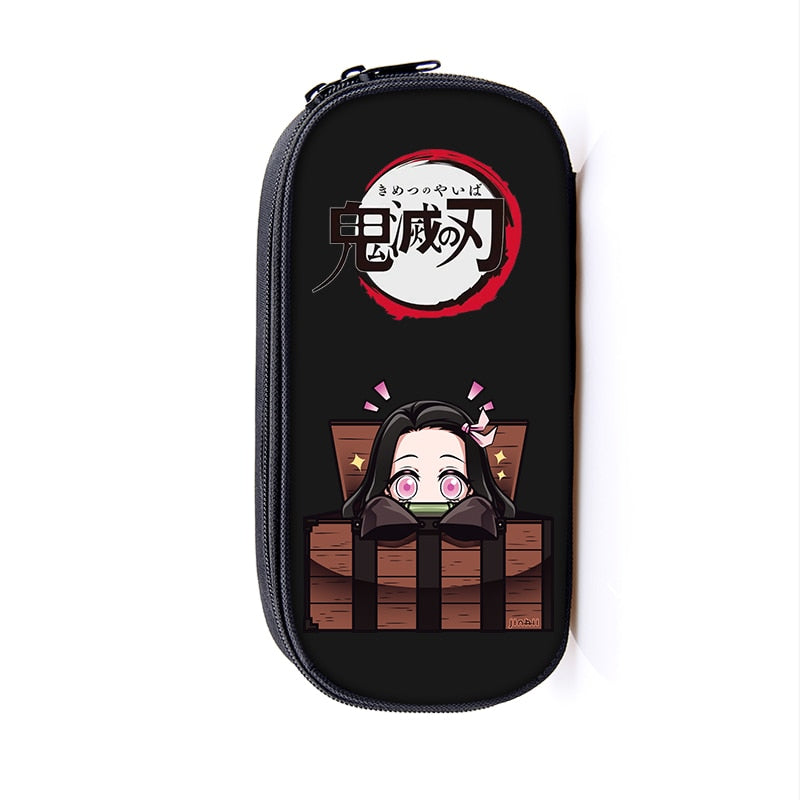 Anime Demon Slayer Kimetsu No Yaiba Canvas Purse Pencil Case Zipper Makeup Bag Pen Stationery Bag catoon Pencil Box