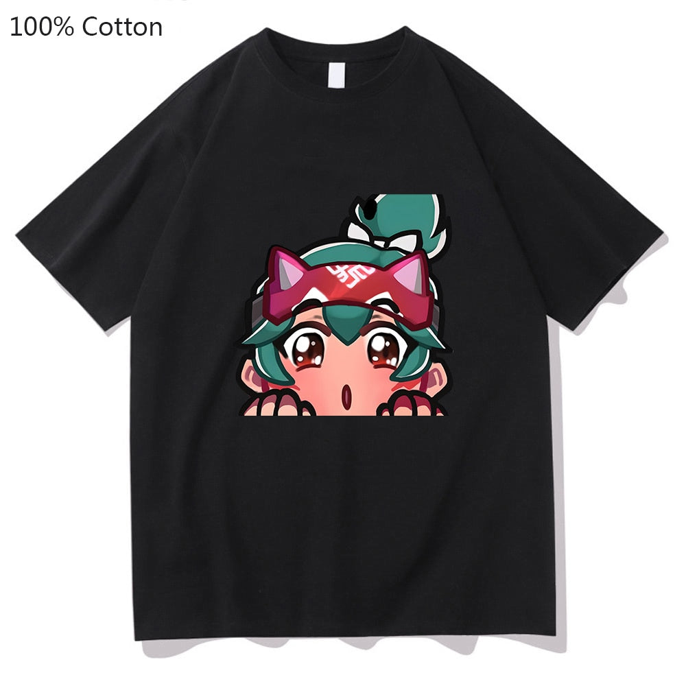 Kiriko Overwatch 2 T-shirts WOMEN 100% Cotton Kawaii/Cute T Shirts Hot Game Tshirts Handsome Short Sleeve Cartoon Fashion O-neck