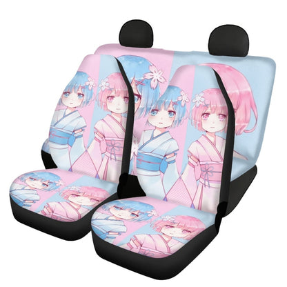 Re: Zero Rem Ram 3D Printing Anime Universal Fit Car Seat Covers Black Front Seat Durable Washable Auto Mads Vehicle Seat Covers