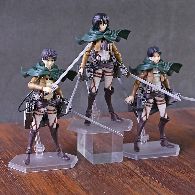 Figma Attack on Titan Eren Jaeger / Mikasa Ackerman / Levi Ackerman / PVC Action Figure Model Toy Figuirne