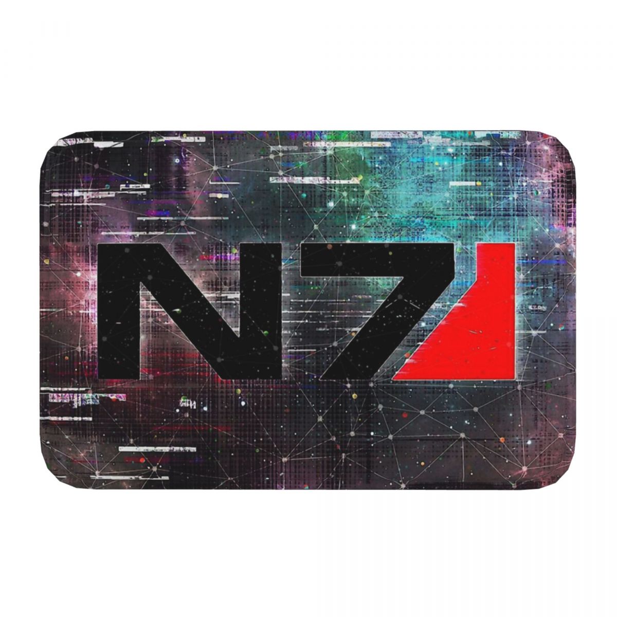 Non-slip Doormat Mass Effect N7 Emblem Space Glitch Bath Bedroom Mat Outdoor Carpet Indoor Modern Decor