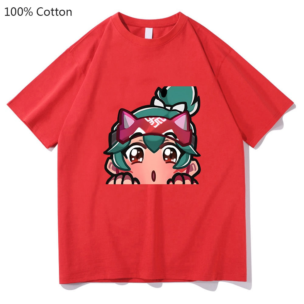 Kiriko Overwatch 2 T-shirts WOMEN 100% Cotton Kawaii/Cute T Shirts Hot Game Tshirts Handsome Short Sleeve Cartoon Fashion O-neck