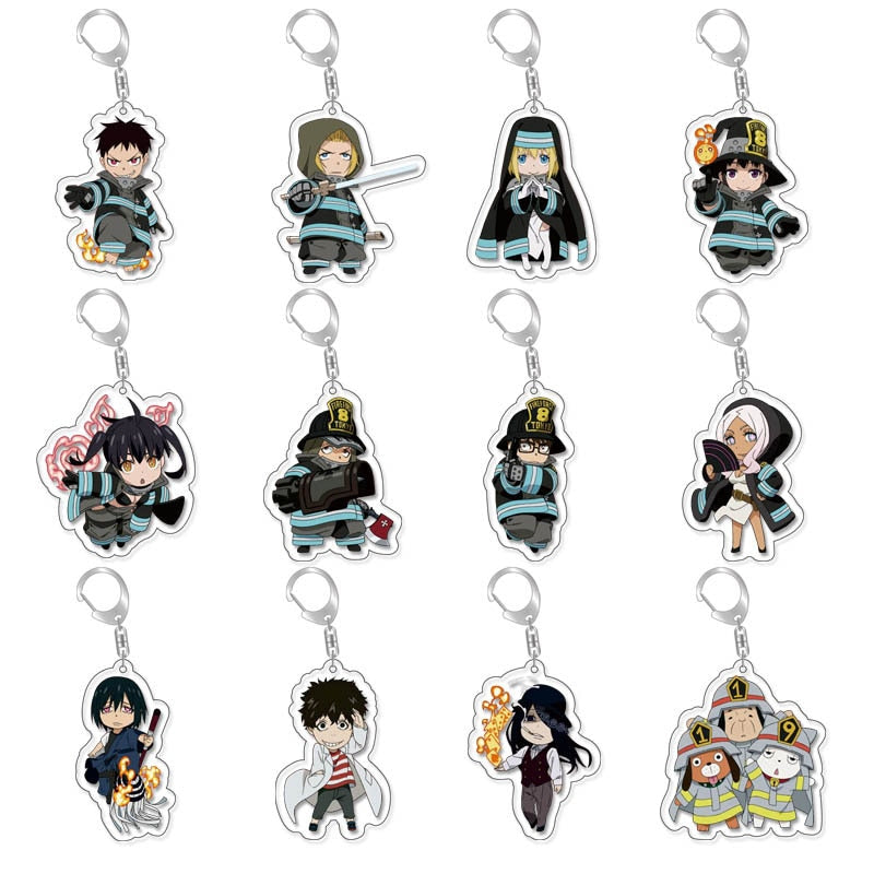 Anime Fire Force Key Chains Keychain Cosplay Acrylic Pendant Keyring Christmas Gift Prop