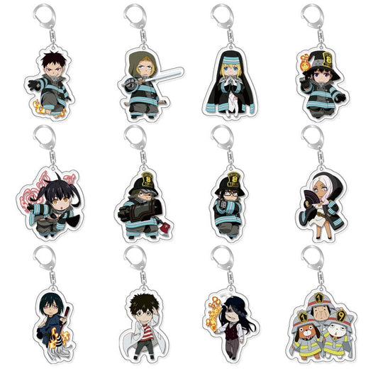 Anime Fire Force Key Chains Keychain Cosplay Acrylic Pendant Keyring Christmas Gift Prop