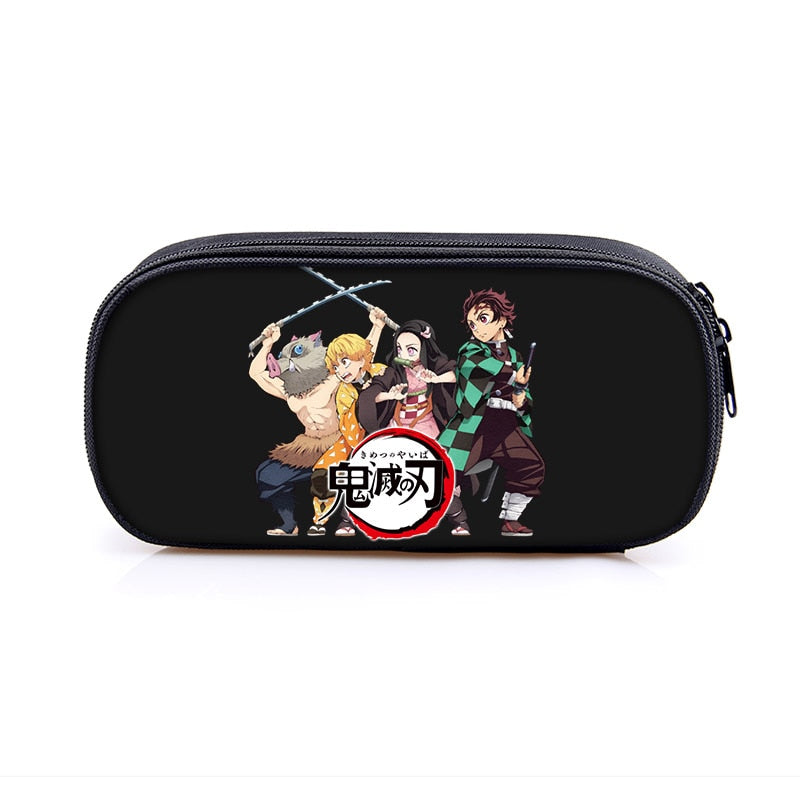 Anime Demon Slayer Kimetsu No Yaiba Canvas Purse Pencil Case Zipper Makeup Bag Pen Stationery Bag catoon Pencil Box